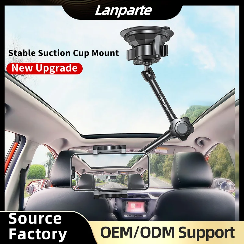 LanParte Aluminum Alloy Magic Arm with Phone Clamp Suction Cup Mount Mobile Phone Holder for Car Navigation and Video Shooting