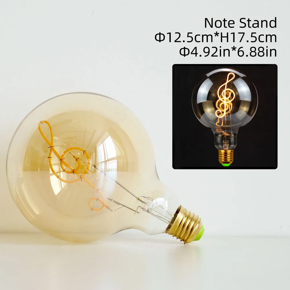 Edison Bulb Letter Light G125 220V Dimmable Lamps Warm Yellow 2200K Table Light Bulb LED Filament Light Styling LOVE HOME Note