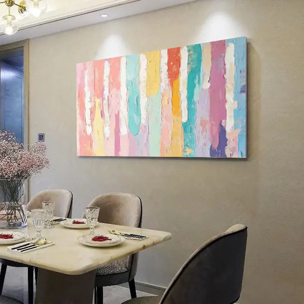 

Handmade Abstract Oil Painting on Canvas, Blue Texture and Gray Spots Wall Art Picture, Indoor Hanging Pictures Decor Home Porch