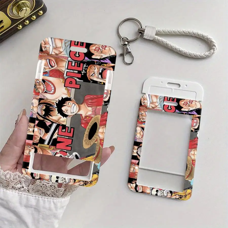 Cartoon Pirate Wang Luffy 1Pc Card Holder Retractable Credit Card Holders Holders Child Bus with lanyard Bank ID Badge Cover