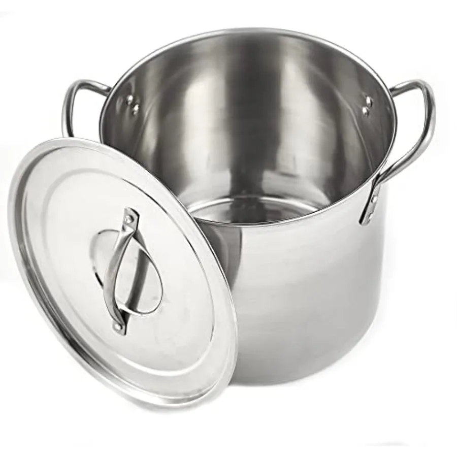 

20Quart Stainless Steel Stock Pot for LargeScale Cooking and Soups in Kitchen Durable Silver Finish with HeatConductive Base fo