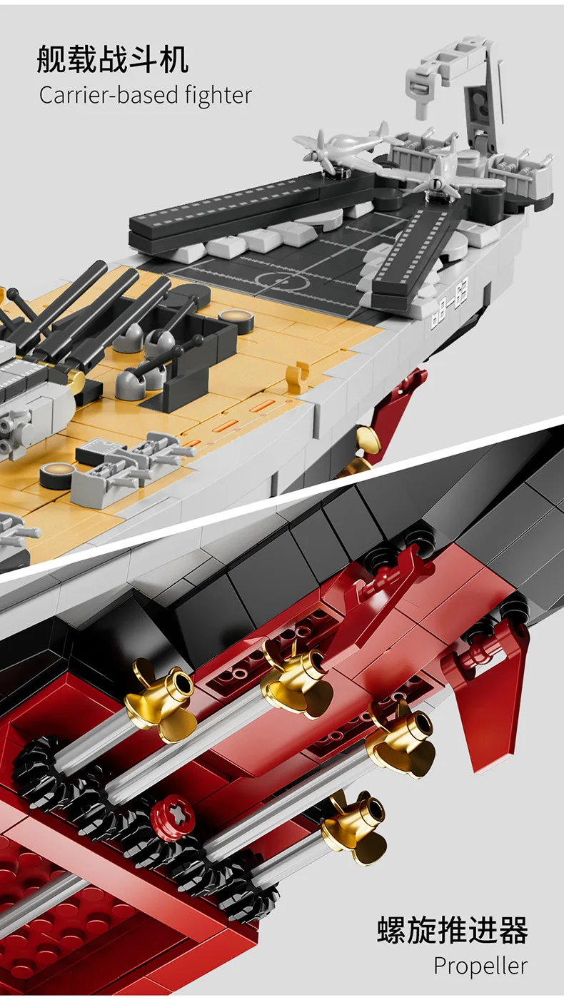 2228+ Teile FC4230 Militär-Modellbausatz Kriegsschiffe Lowa-Klasse USS Missouri Schlachtschiff Bausteine MOC Klassisches Spielzeug für Jungen Geschenk – Detail 6