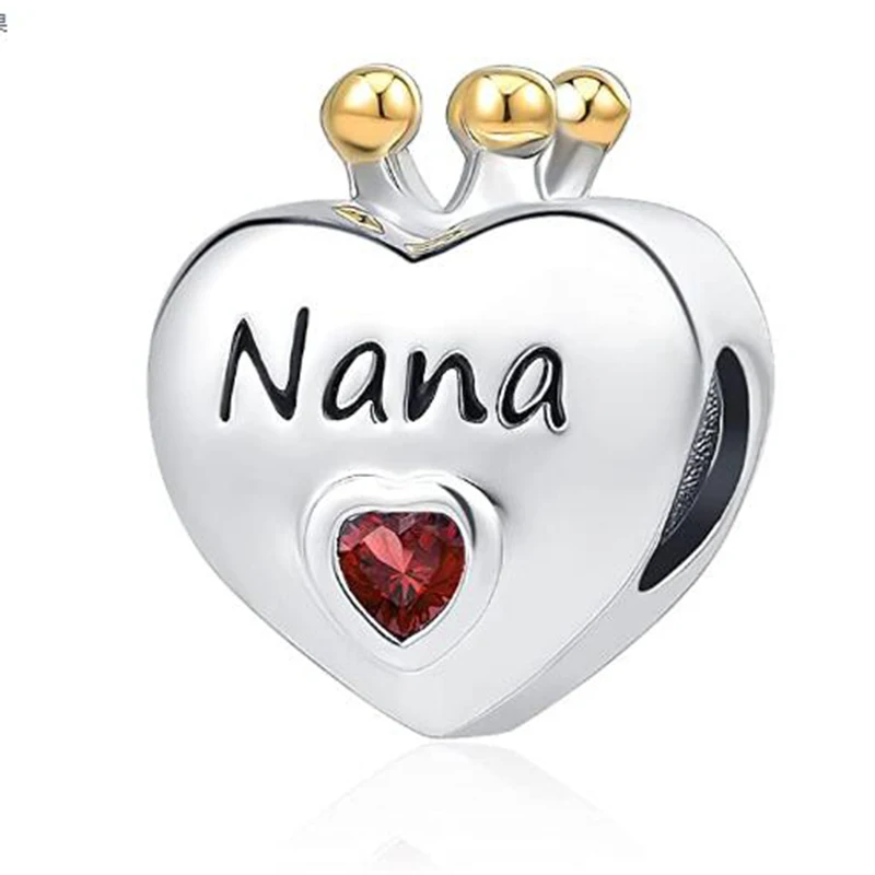 New Golden Crown Love charm Writing Grandma Mom Fit Pandora Charm Bracelet Necklace for Women