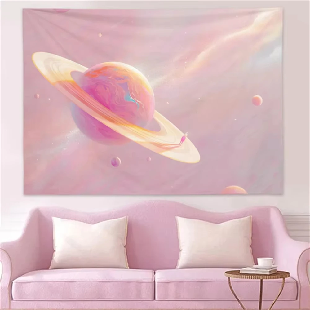 VIKAMA Gradient Sunset Tapestry Purple-Orange Cloud Moon Fantasy Living Room Sofa Backdrop Wall Room Decor