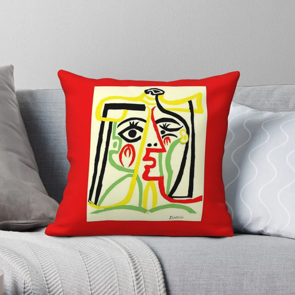 Pablo Picasso Tete De Femme Square Pillowcase Polyester Linen Velvet Creative Decorative Pillow Case Sofa Seater Cushion Cover