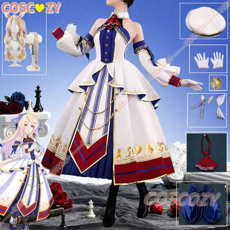 

Anime Uma Musume Pretty Derby Victoire Pisa Cosplay Costume Wig Winning Suit Sweet Dress Female Roleplay Outfit Party Con Wear