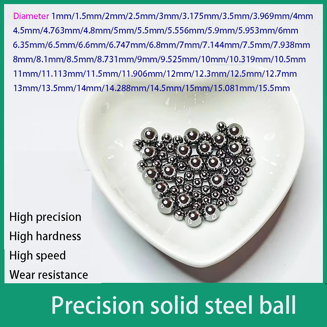 

High Precision Bearing Steel Ball Diameter 1mm 1.5mm 2mm 2.5mm 3mm 3.175mm-15.5mm Solid Circular Industrial Ball