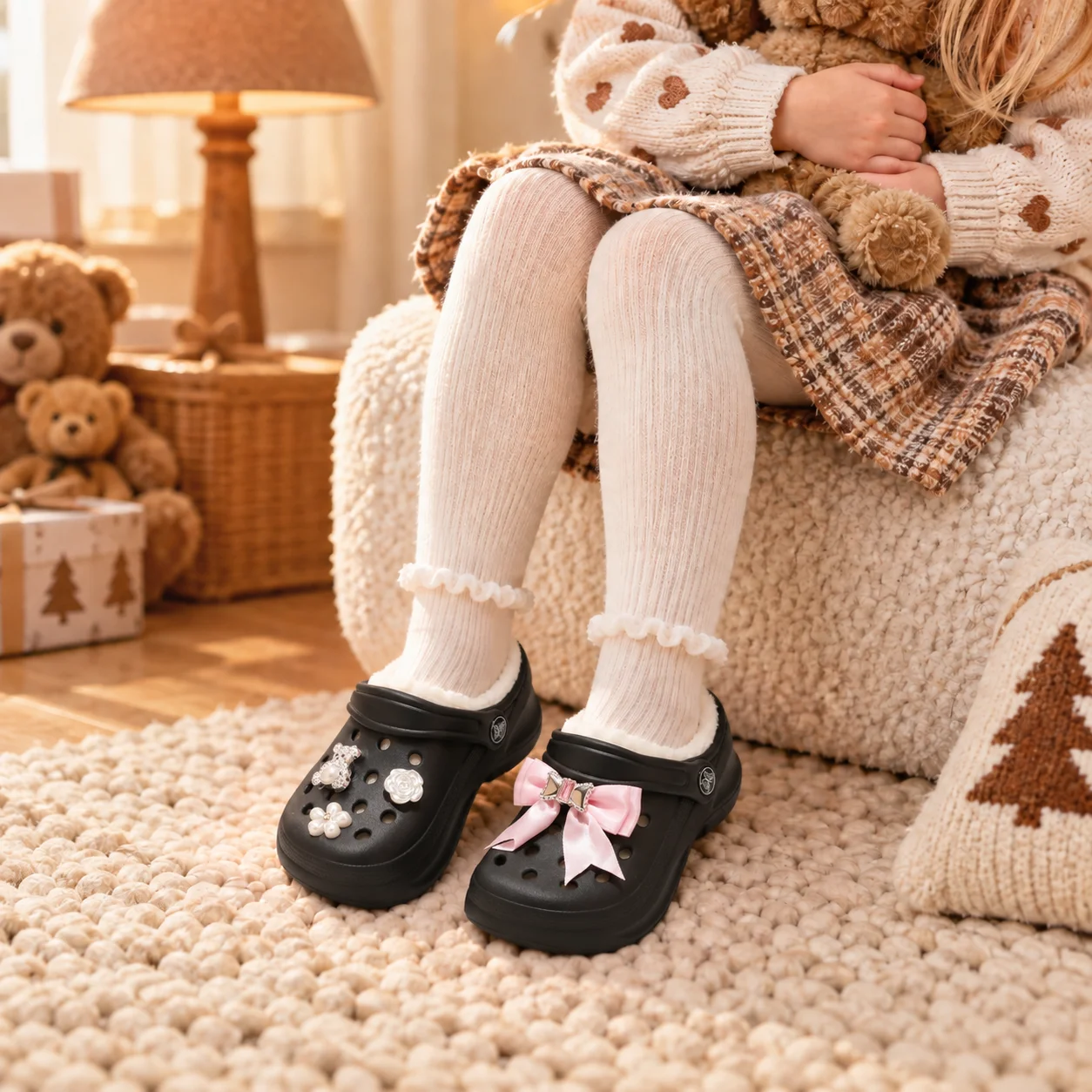 Kinder-Clogs und -Mules mit Fellfutter, leichte Garten-Schuhe mit Baumwollfutter, warme Hausschuhe für Jungen, Mädchen und Kleinkinder, 168. – Detail 22