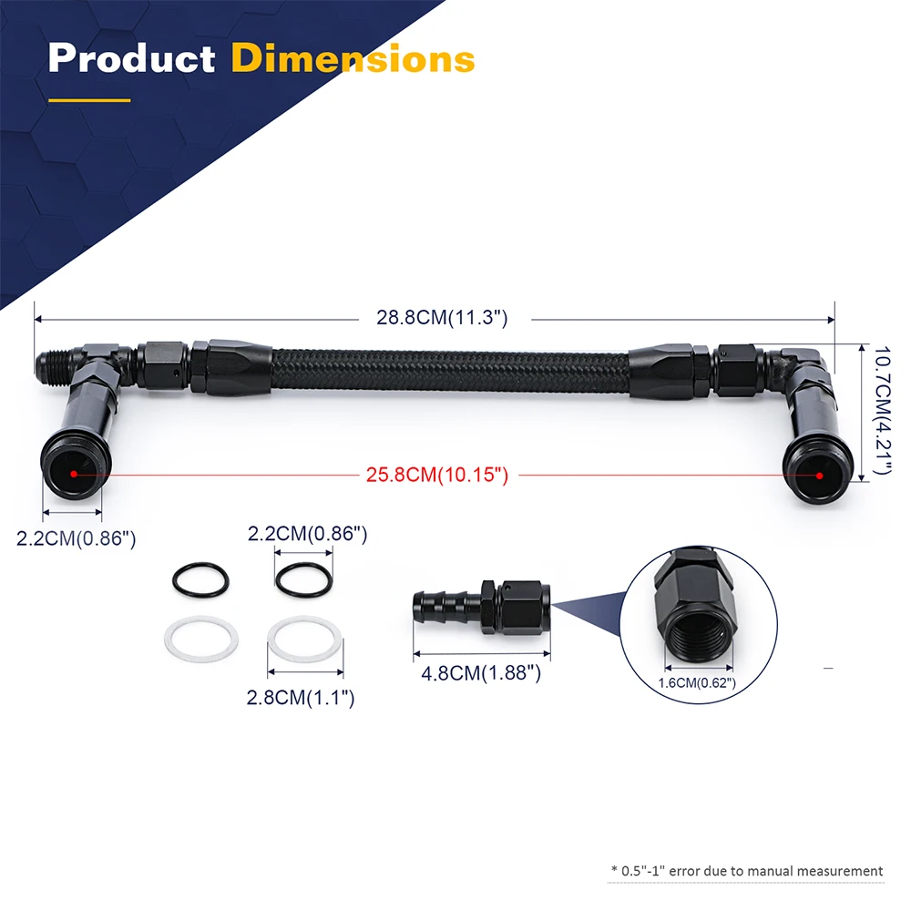 Stainless Steel Braided AN6 Dual Feed Carb Fuel Line Double Pump Fit for Holley Dominator 4150 Series 7/8