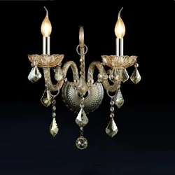 High-end Cognac-colored Crystal candle Wall lamp Wall lamp bedside aisle luxury living room bedroom study Wall lamp