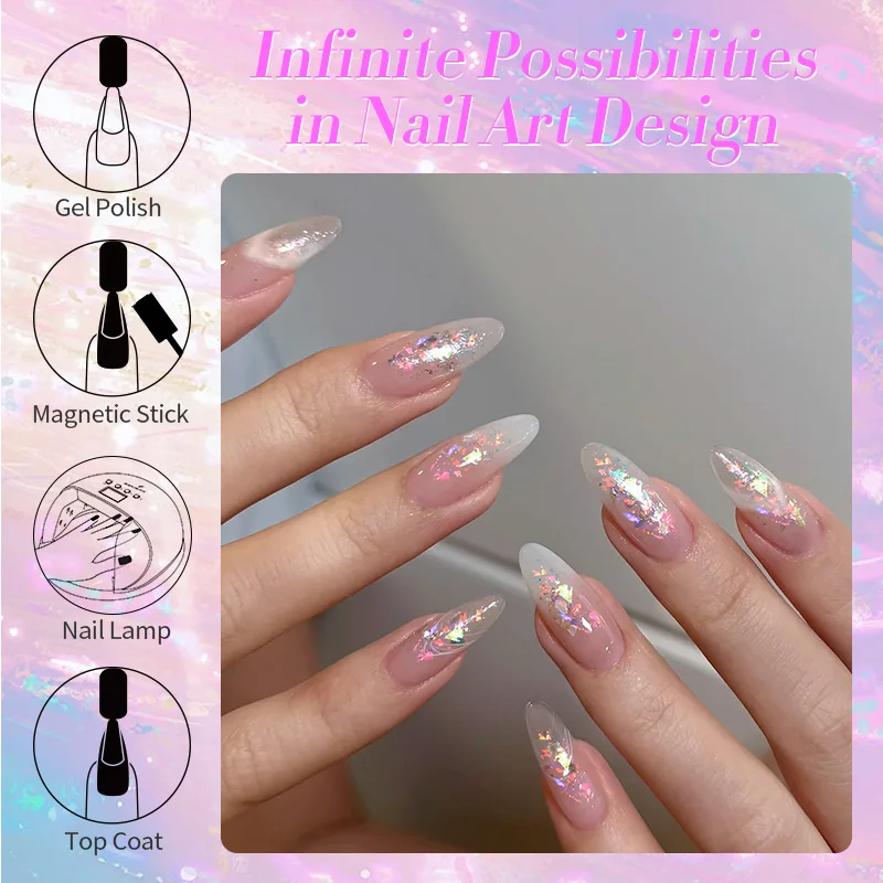 BORN PRETTY 10ml Sequins Gel Nail Polish Holographic Glitter Ultra Shine Semi Permanent Soak Off UV Gel Nail Art Varnish
