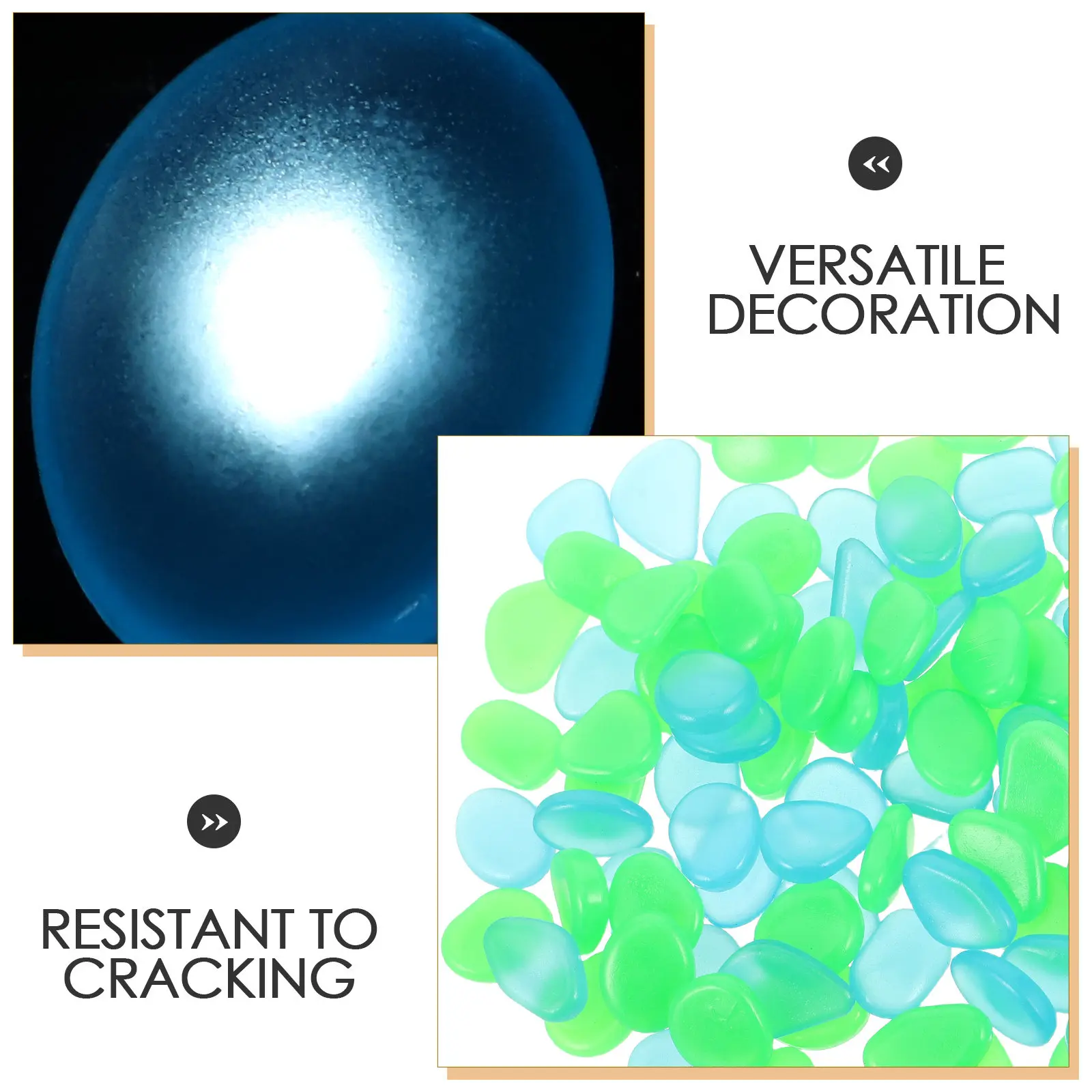 100Pcs Glow-in-The-Dark Resin Pebbles Vibrant Luminous Decorative Stones for Aquarium Tank Garden Landscaping Water Resistant