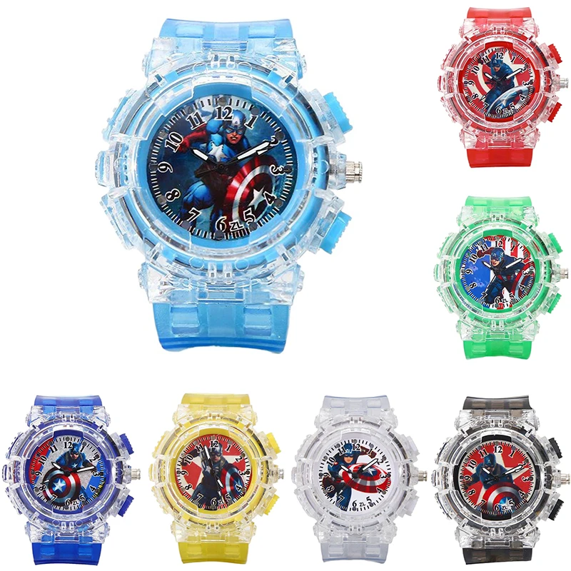 Miniso Anime Cartoon Marvel Captain America Luminous Quartz Children Watch Boys Student Glowing Sport Wristwatch Christmas Gifts