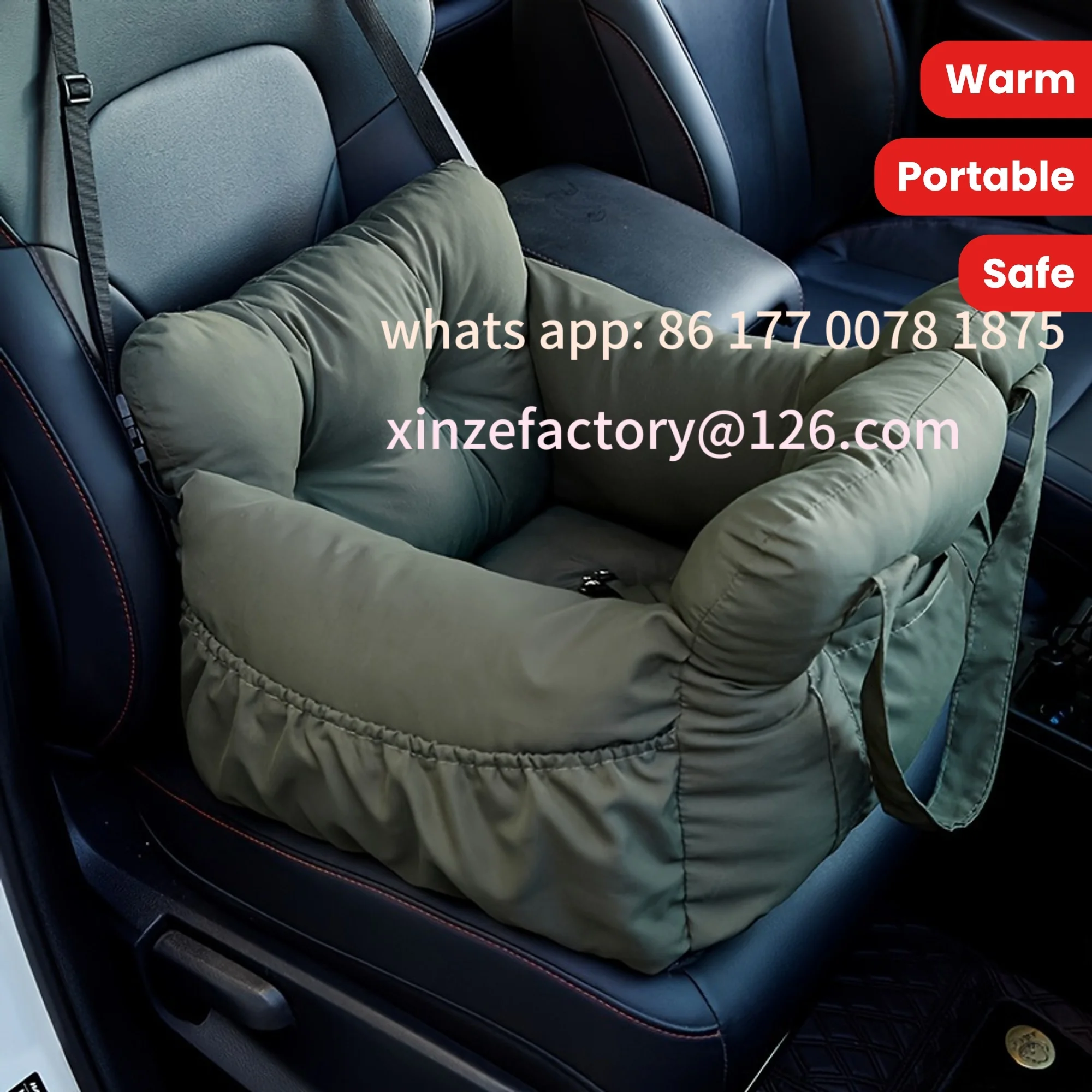 Customizable Dog Car Seat with Safety Belt - Non-Slip Pet Car Bed for Small Dogs, Washable Travel Carrier with Secure Straps