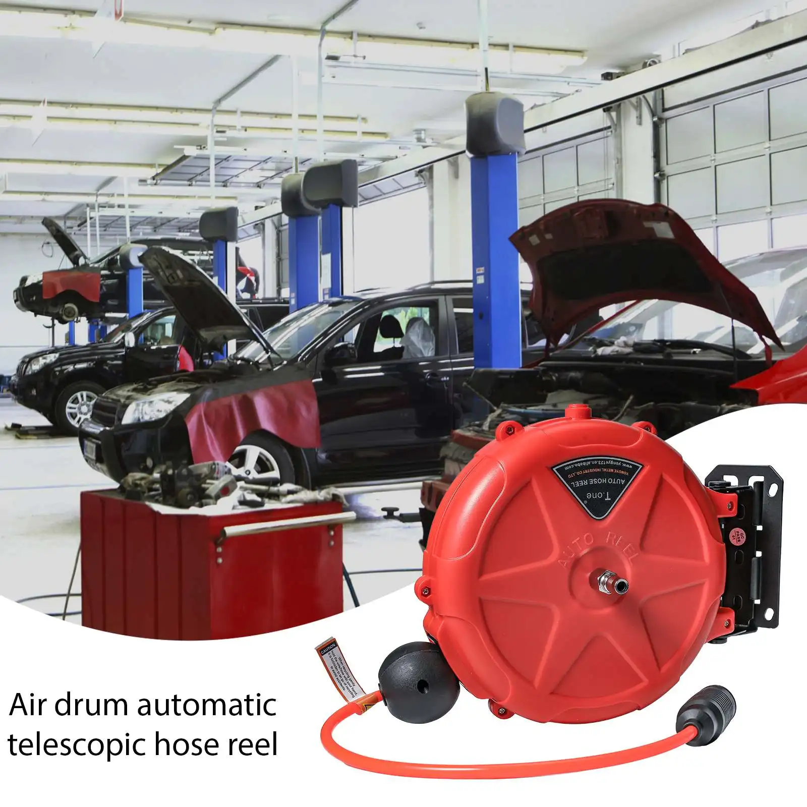 Kompressorschlauchaufroller kann sich automatisch um 10 Meter aus- und einziehen. Kommerzielle Rolle mit Drehgriff für Luftkompressor – Detail 7
