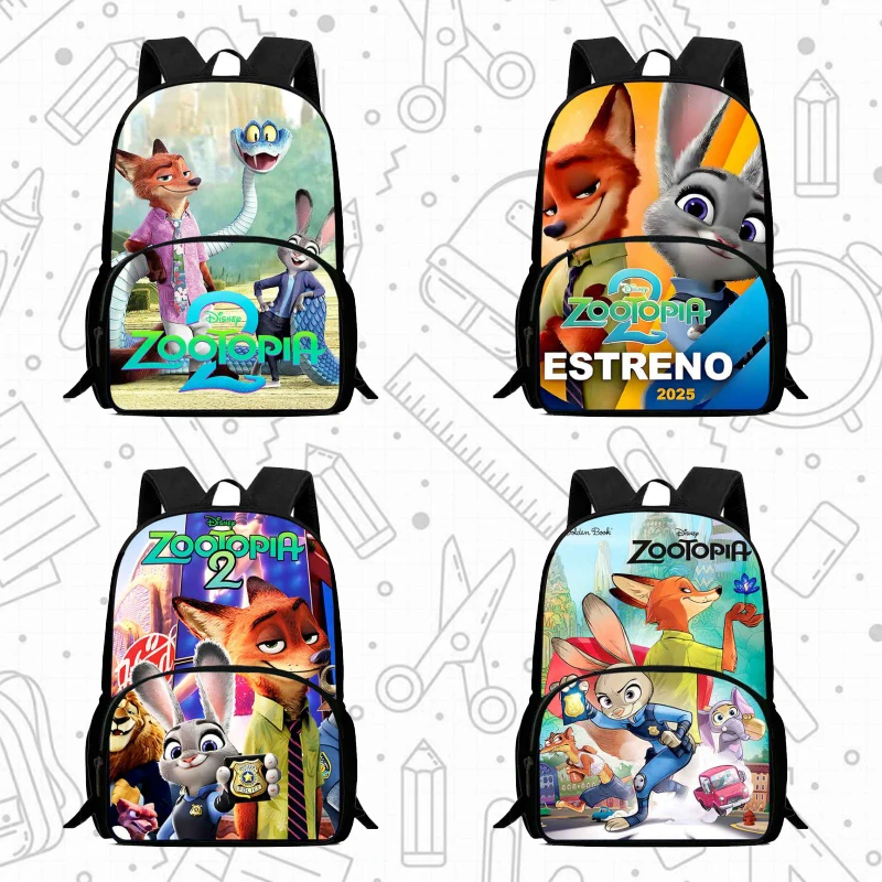

School Backpack with Front Pocket,Cartoon Zootopia2 School Bags for Boys Girls,Durable Kids Backpack for Pupil Students