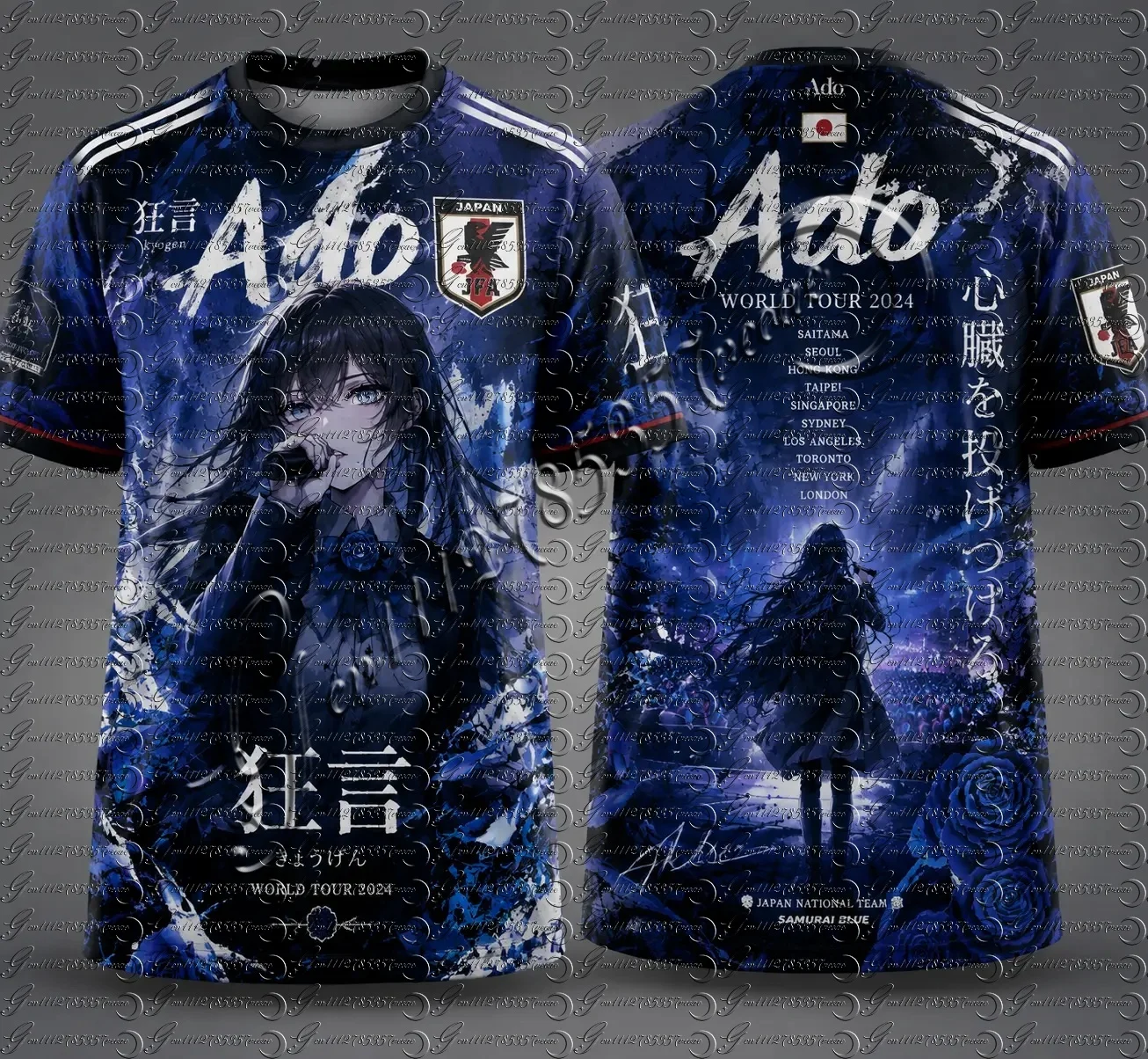 Japanese Singer Ado World Tour Wish Tour Merch T Shirt 3D Full Print Anime Girl Graphic Japan National Soccer FamilyMatching