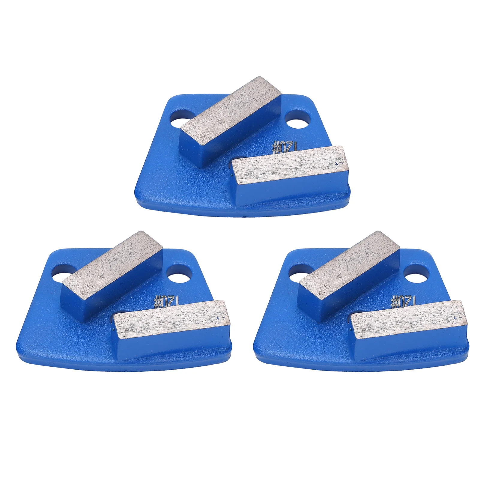 ZK30 3Pcs Diamond Grinding Shoes Trapezoid Concrete Floor Aggreesive Cutting 2 Long Teeth Blue 120#