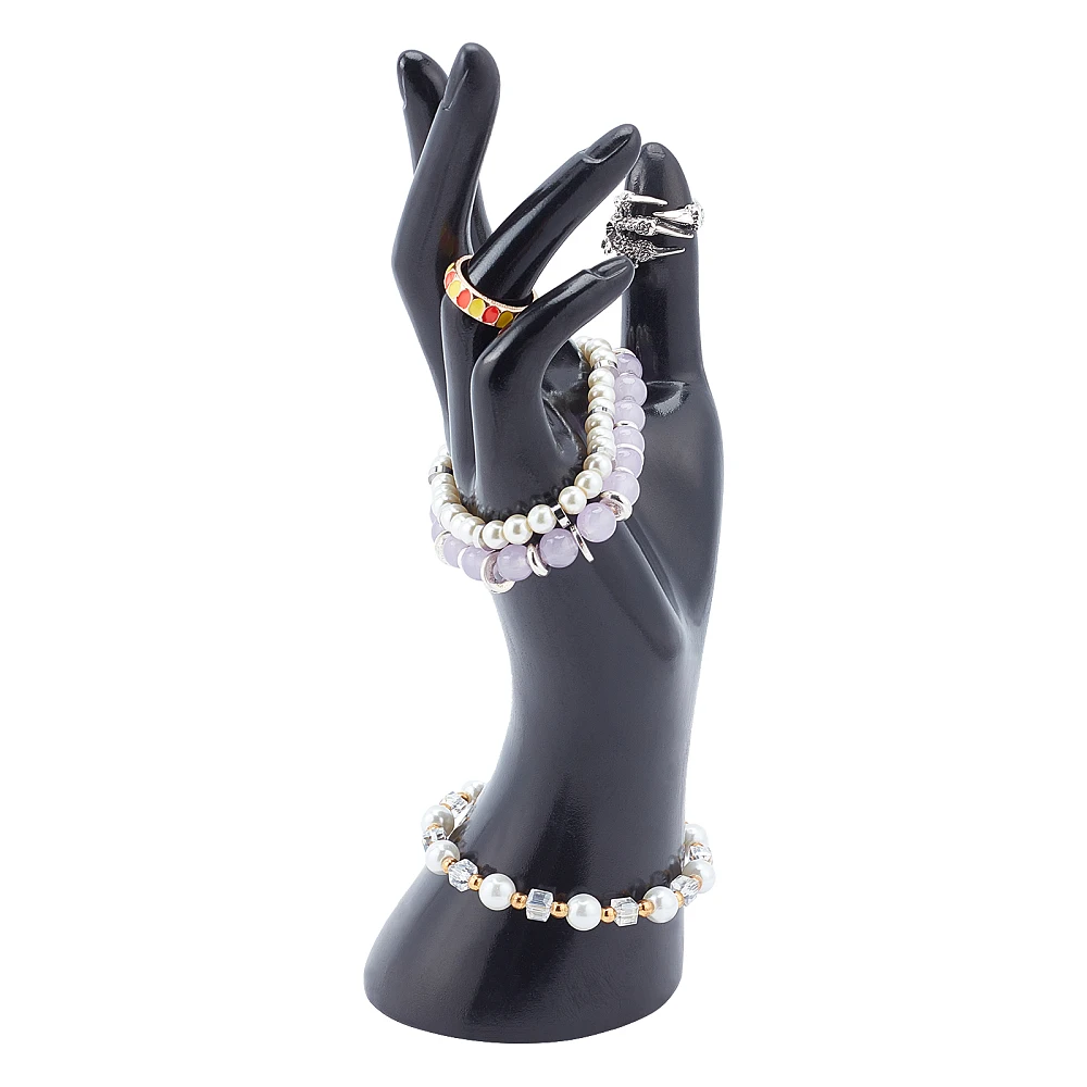

Ring Bracelet Display Stands, Jewelry Display Holder Resin Glove Display Rack Black Mannequin Hands Smooth Female Hand Model