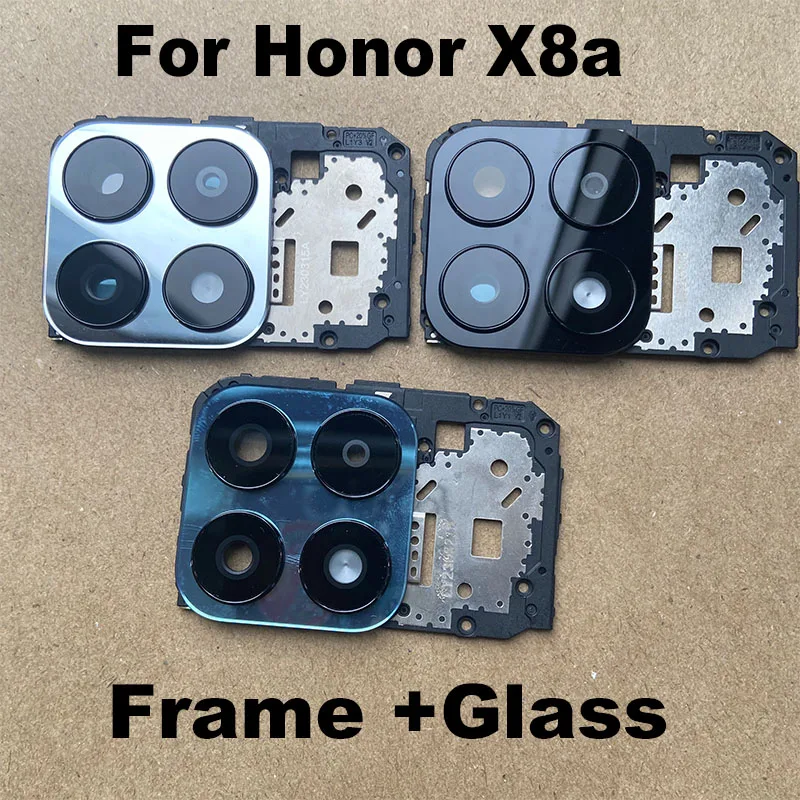 For Huawei Honor X8A Back Camera Glass Rear Lens Cover With Frame Cover Holder Replacement
