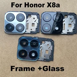 For Huawei Honor X8A Back Camera Glass Rear Lens Cover With Frame Cover Holder Replacement
