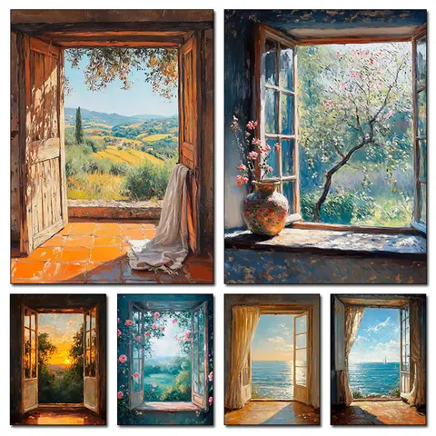 Vintage Oceaan Olie Kunst Rustiek Gezellig Decor Zonnebril Kust Landschap Poster Canvas Schilderijen En Prints Voor Woonkamer Home Decor