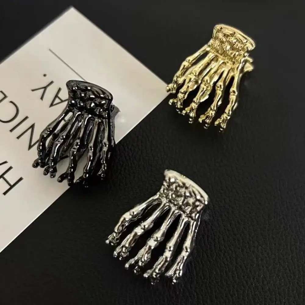 Zinc Alloy Skeleton Hair Claw para menina Osso de mão Geométrico Pequeno Clipe de Tubarão Metal Headwear Acessórios para cabelo