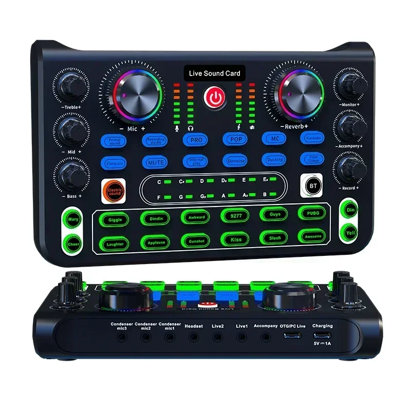 

HD X60 Sound Card English Version Professional Sound Cards Audio Mixer For Karaoke Broadcast KTV Singing Live Sound Mixer