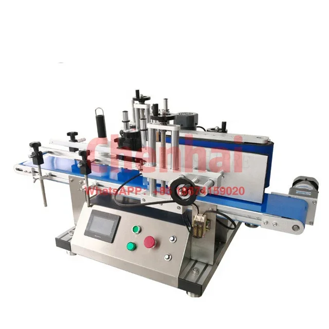 Tabletop Small Vial Sticker Automatic Round Bottle Labeling Machine With Conveyor,Con Fechador Maquina Etiquetadora De Botellas