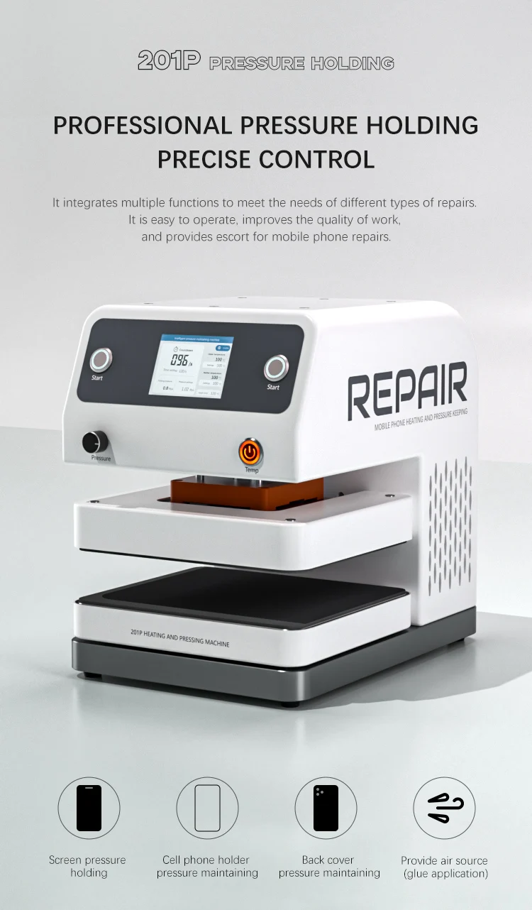 TBK 201P Macchina di mantenimento della pressione intelligente per telefono cellulare Staffa per schermo curvo/piatto Telaio Strumento di mantenimento della pressione della copertura posteriore