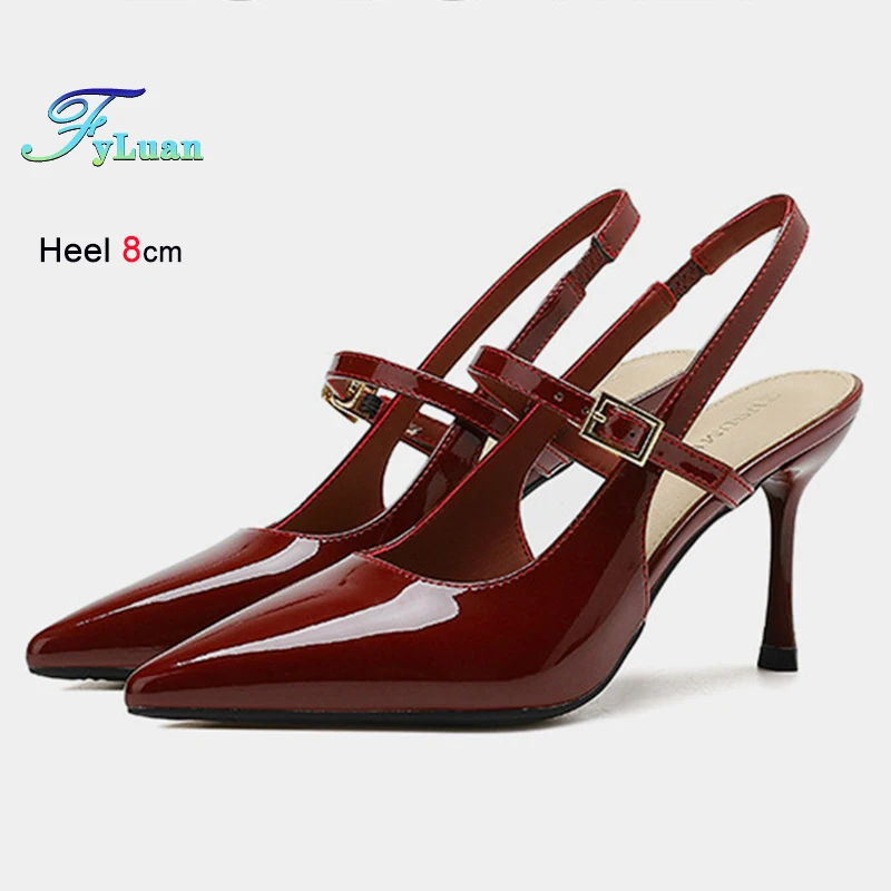 

Сексуальные женские босоножки на высоком каблуке во французском стиле, темпераментные туфли с закрытым носком, туфли с острым носком и открытым носком сзади, банкетные туфли на шпильке