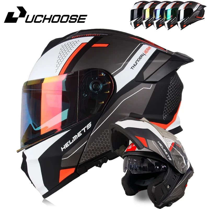 Motorcycle helmet dual lens cross-section helmet modular flip up helmet outdoor cycling unisex, aurora lenses,best gifts