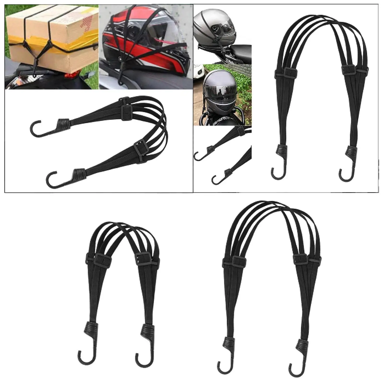 

Motorcycle Helmet Luggage Strap with 2 Hooks, Elastic Versatile Motorcycle