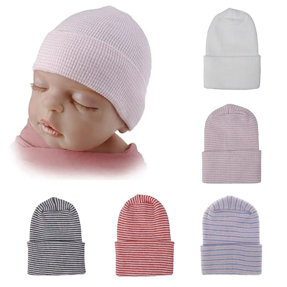 Soft Turban Newborn Nursery Cap Casual Beanie Hat Headwrap Baby Boy Girl Hat Infant Striped Fetal Hospital Cap Kids