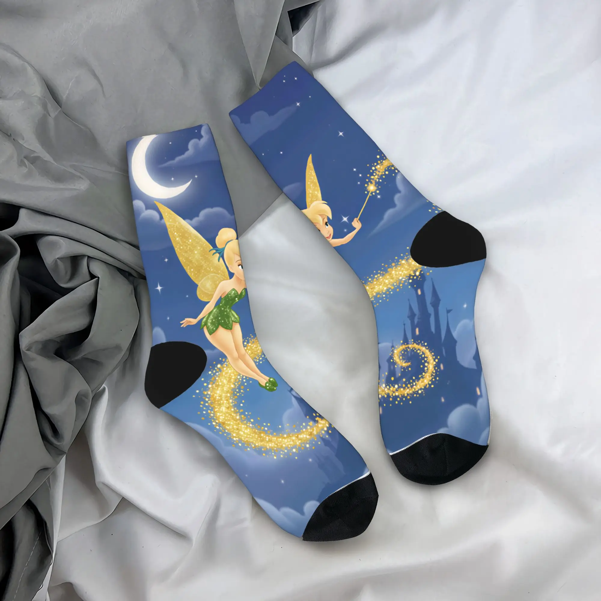 Adults Men Socks Tinker Anime Bells  Stockings Non Slip Comfortable Socks Spring Gothic Design Cycling Socks