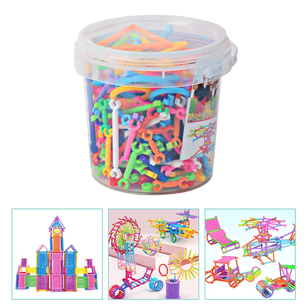 1Set Plastic Puzzle Wand Building Kit for Children Creativity Training Shape Color Recognition Motor Skills Development Storage