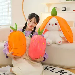 35-60cm Giant Size Doll Fruit Transfigured Plush Toy Lovely Rabbit Turn to Caot Strawberry Dolls Stuffed