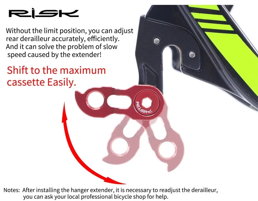 RISK Fahrrad-Schaltaugenverlängerung für Rennrad und Mountainbike – Adapter für Schaltaugen – Detail 6