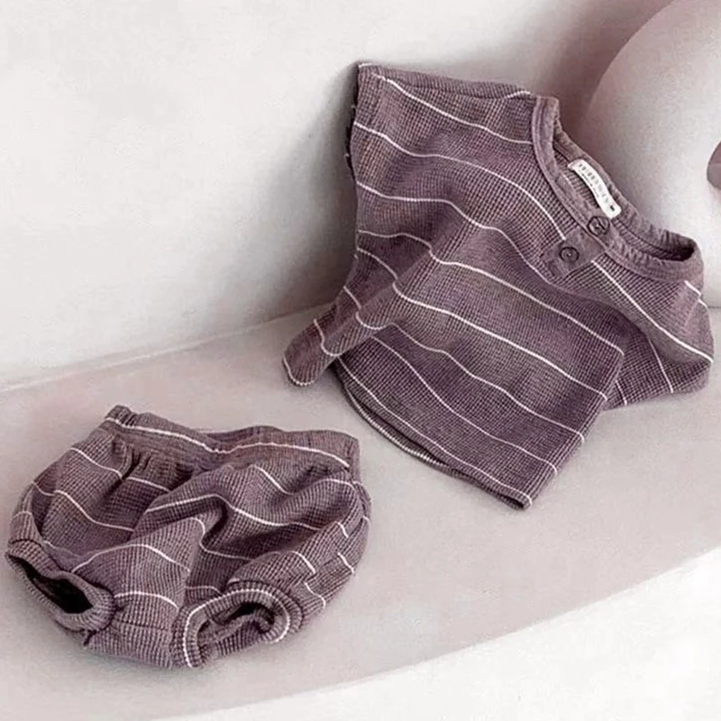 0-3Y Baby Clothing Set Summer Lining Girls Sports Set Striped Tee and Bloomer 2Pcs Boy Clothes Suit Outfits Infant Clothing Set