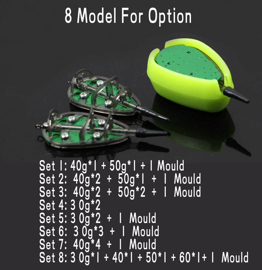 JIGEECARP-야외 잉어 낚시 도구, 인라인 방식 피더 및 몰드 세트, 퀵 릴리스 미끼, 잉어 바벨 거친 미끼 도구, 1 세트