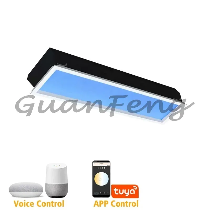 Artificial Sunlight Virtual Skylight, 300×1200mm Blue Sky LED Ceiling Panel Light, Blue Skylight Window