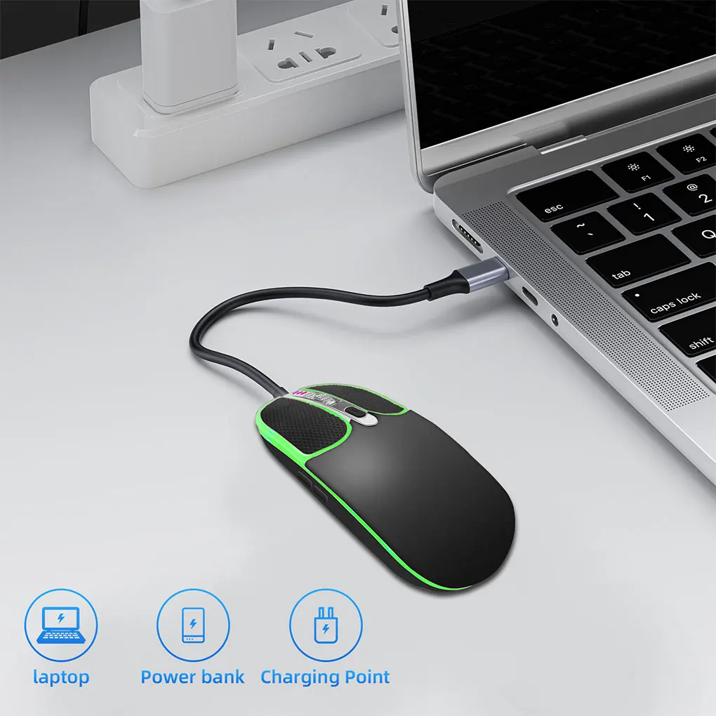 Mouse Wireless Bluetooth e doppia modalità da 2.4GHz ricaricabile RGB ergonomico silenzioso Click per PC iPad Laptop cellulare