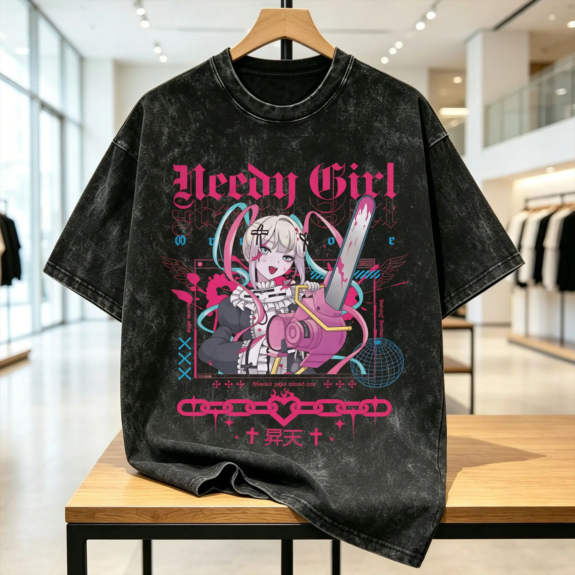 Men T Shirt Needy Streamer Overload Washed T Shirts Leisure Video Game Summer Tees Awesome Printed Casual Tops Plus Size