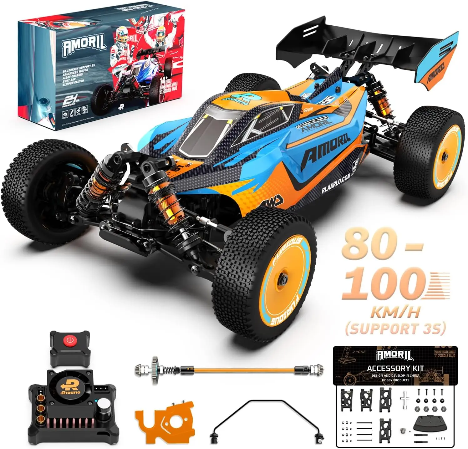 1:12 Fast Brushless RC Cars for Adults,Top Speed 100KM/H Remote Control Car with Independent ESC,3200KV Brushless Motor,3