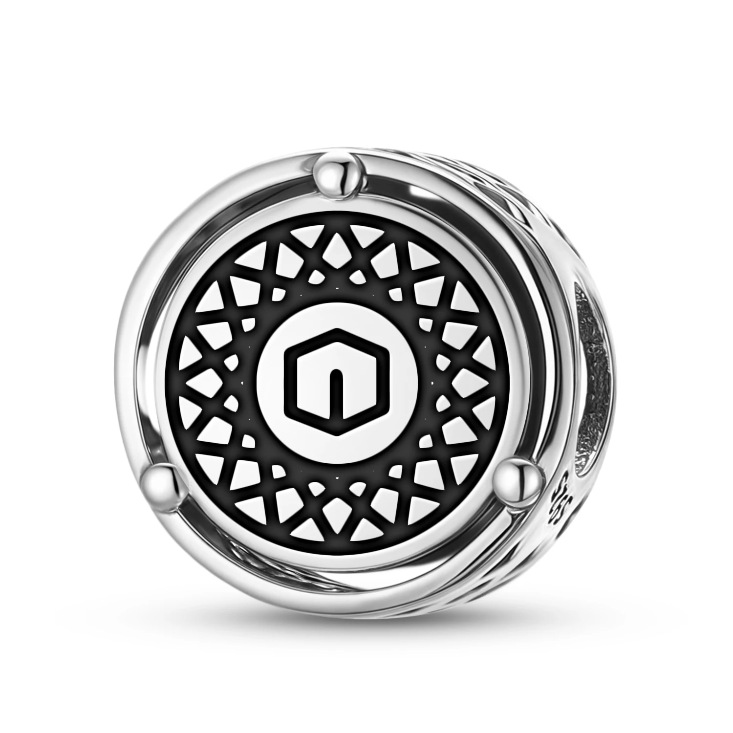 

925 Sterling Silver Crop Circles Metatron’s Cube Charm Fit Original Bracelet Diy Jewelry Accessories Family Bead