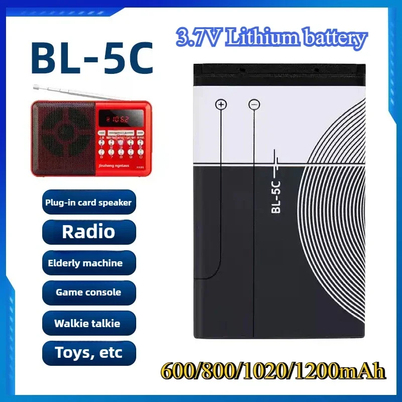 

3.7V 1020mAh Lithium Battery BL-5C BL5C BL 5C Rechargeable Batteries for Nokia 2112 2118 2255 2270 2280 2300 2600 2610 3125 3230