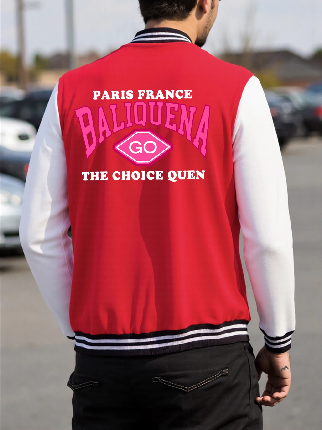 

Paris France Baliquena The Choice Printed Jacket Man Fashion Loose Baseball Jersey Autumn Hip Hop Streetwear Fleece Unisex Coat