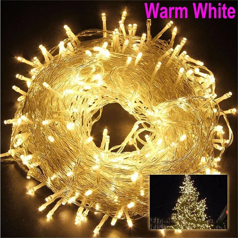 220V EU Plug 10M Outdoor Christmas 100 LED String Light Garlands Decoraction Fairy Lamp For Home Wedding Party Holiday Lights