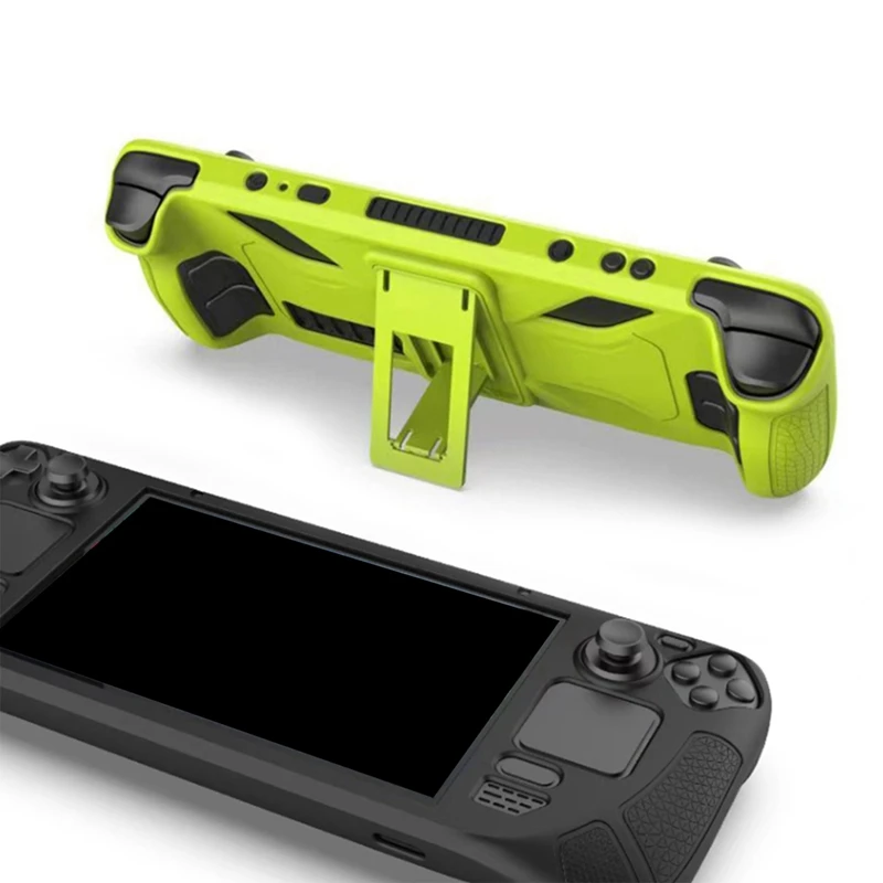 حافظة واقية من السيليكون مع حامل ، ومناسبة لوحدة التحكم في ألعاب SteamDeck OLED ، شاملة للجميع محمولة باليد ، سوداء