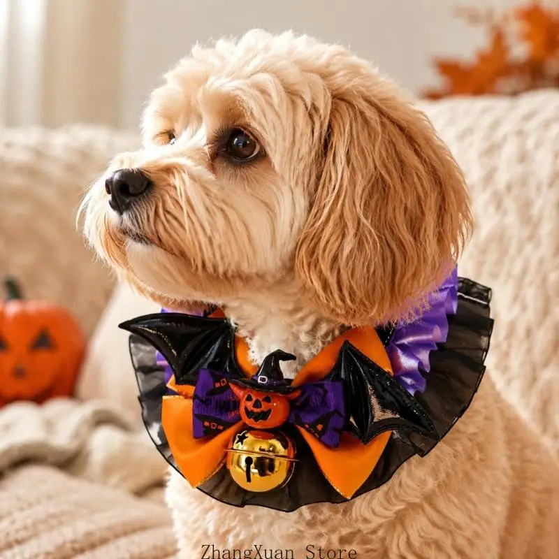 Halloween-Haustierhalsband aus weichem Stoff für Hunde und Haustiere, Kleiderhalsband 3XUF – Detail 9